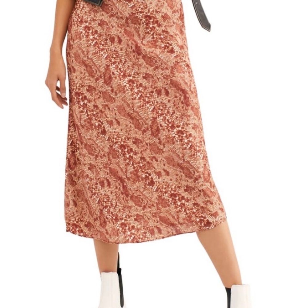 Free People Normani Print Leopard Bias Cut Skirt
